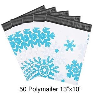50 Pcs Blue Snow Flakes Poly Mailers 10″x13″